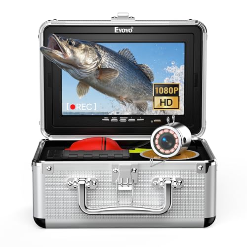 Image of Eyoyo Underwater Fishing Camera, Portable 1080P Camera w / 12 IR Lights,Video Fish Finder, 1024x600 Screen, for Sea, Lake, Boat, Ice Fishing