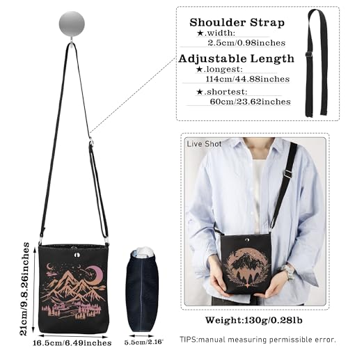 CMNIM Fantasy Novel Merch Book City of S Double Print Crossbody Bag Vintage Stars Graphic Shoulder Crossbody Purse Strap4