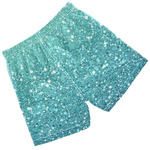 Pigsaly Boys Swim Trunks Light Green Sky Blue Gradient Flashing Glitter Boys Board Shorts Swimsuit Swimwear Bathing Suit XS2