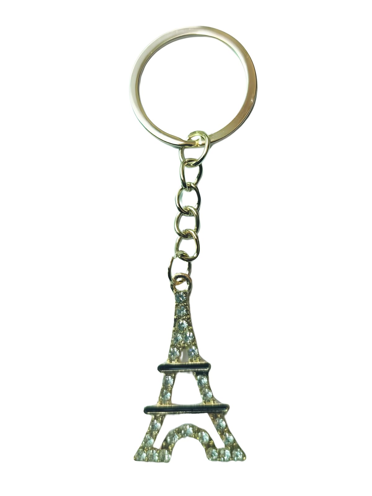 LA BELLEZAExquisite Gold-Plated Keychain with Intricate Designs with Crystal White Rhinestones, Black Border and Crafted from Anti-Rust Stainless Steel Bag Charm Car or Bike and Gift