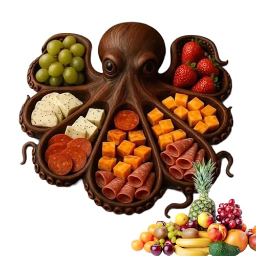 Bandeja para servir alimentos, bandeja para servir, vajilla en forma de pulpo, tabla de charcutería para cocina, granja, charcutería, queso, carne, frutas, amantes de los mariscos, entretenedores