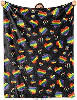 Paready Rainbow Lgbt Colorful Hearts Blanket Gay Pride Soft Fleece Throw Blankets Lightweight Pride Blanket for Couch Sofa Indoors Outdoors Party Decor-50x60in