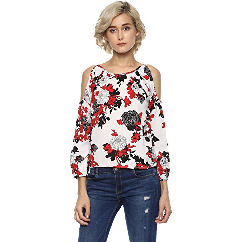 Image of Harpa Cold Shoulder White Blouse(GR5096A-WHITE)