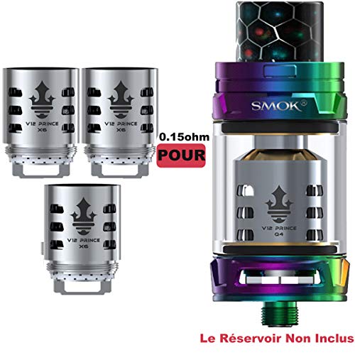(V12 Prince X6) Authentique SMOK TFV12 Prince X6 Resistance 0,15ohm Coils(Paquet de 3) de Rechange Pour Le Réservoir Smok TFV12 Prince Tank Sans Tabac Ni Nicotine Cigarette Electronique