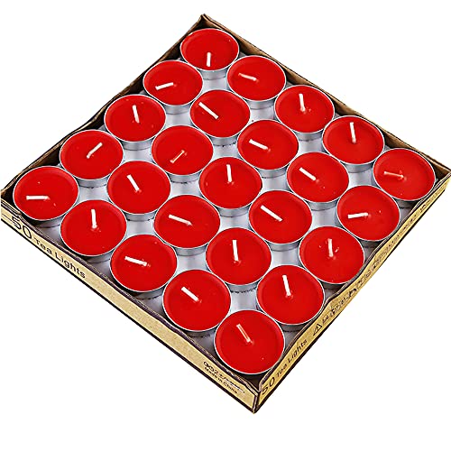 CINY Lot de 50 Bougies Chauffe-Plat, Petite Taille Bougies, Durée De Combustion De 2 Heures, Artefact De Confession De Proposition d'Amant De Mariage Romantique, Pour La Maison Restaurant Fête (rouge)