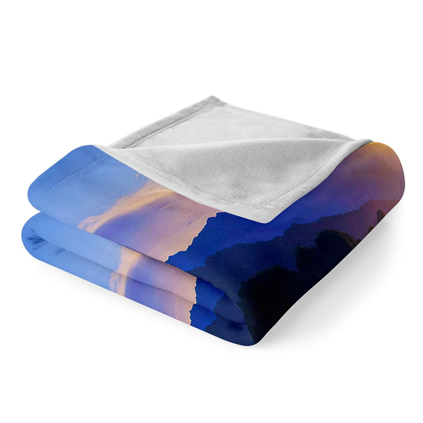 Aeici Couverture Polaire, Couverture Imprimée Enfant Couverture 160x200 cm Arbre Montagne Pierre Couverture Canapé Hiver Cadeau pour Adultes et Enfants