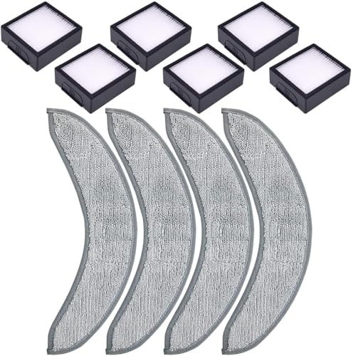 Chrostion - Piezas de repuesto compatibles con iRobot Roomba Combo j7+/Plus y Combo j9+ Robot aspirador, paquete de 4 almohadillas de fregona + 6 filtros HEPA