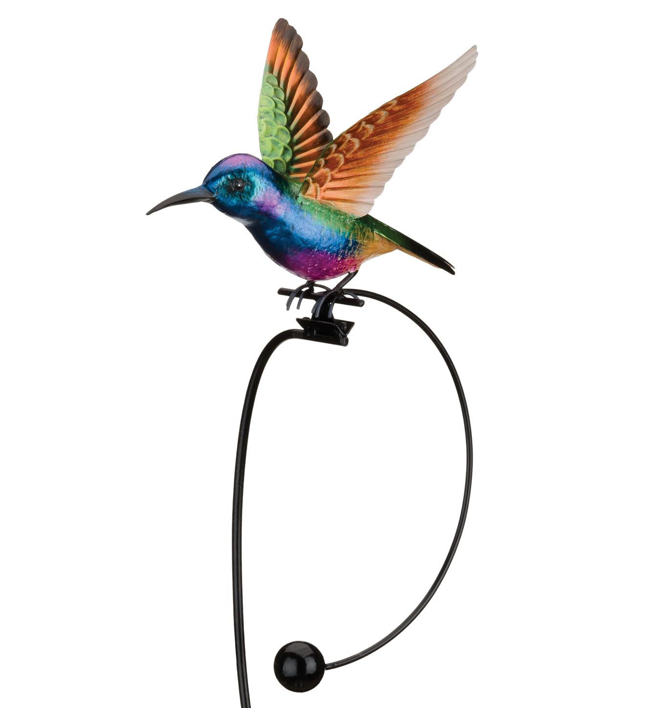 Regal Art & Gift Rocker Hummingbird Garden Stake, Colorful Metal Stake, Rocking Design, Glossy Metallic Finish, Weather & Fade Resistant, Ideal Garden Decor, Purple, 8.5"L x 5.75"W x 42.75"