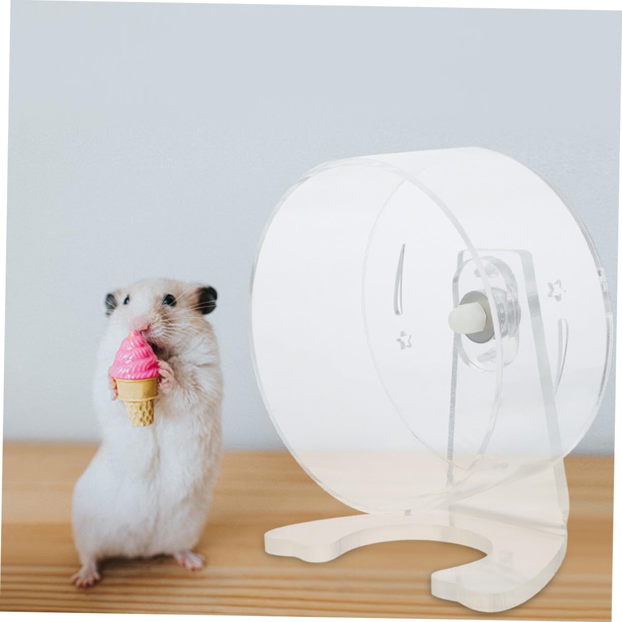 NUOBESTY Laufrad für Hamster und Kleintiere Transparent mit Ständer Geräuscharm Robust und Kompatibel