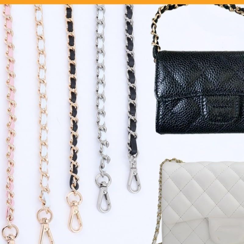 Cadena para Bolso La Cadena de Uso de Material metálico Puede reemplazar la Cadena Cruzada y el Maquillaje se Puede Transformar Cadena Bolso(White Color,120CM)