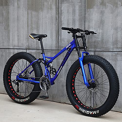 Genérico 26Inch Mountain Bikes, Adult Fat Tire Mountain Trail Bike, 27 Speed Bicycle, High-Carbon Steel Frame Full Suscpenion Dual Disc Brake, 4.0 Pulgadas de montaña de la montaña de Nieve