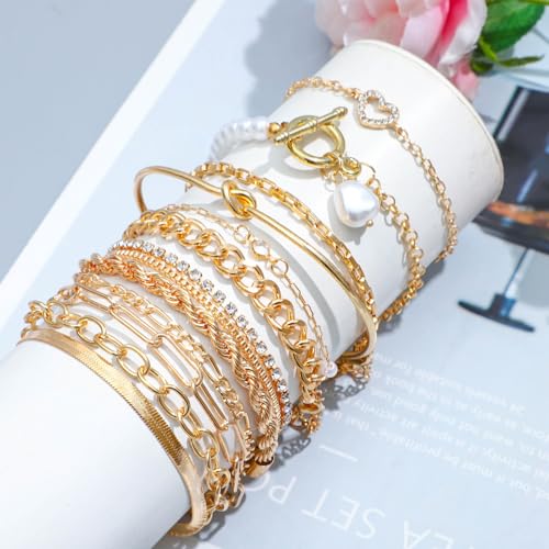 Image of NEWITIN 69 Pieces Gold Jewelry Set for Women Fashion Costume Jewelry Gold Plated Necklace Bracelet Earrings Set for Women