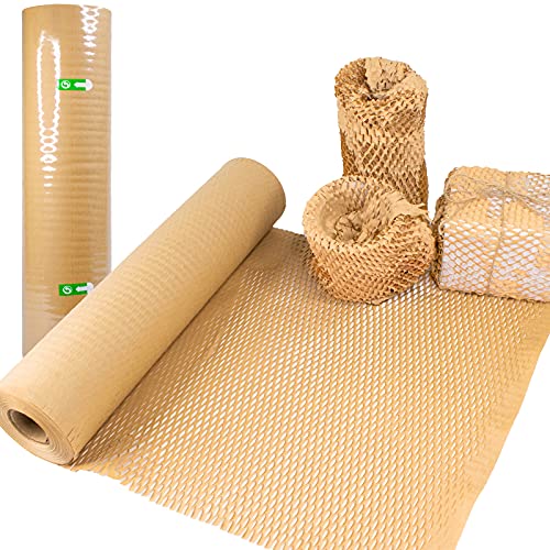 15 ×130 Honeycomb Wrap Roll, Honeycomb Cushioning Wrap Roll Perforated Packing, Eco Friendly Packaging Paper for Packing & Moving, Protecting Fragile Items and Gift