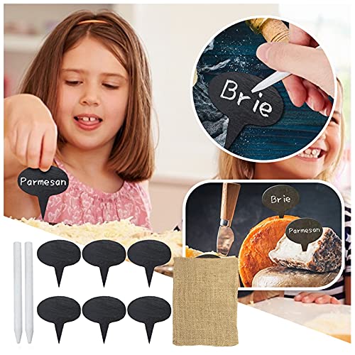 Cheese Markers Set for Charcuterie Board, 9PCS Slate Cheese Labels Sign, Cheese Markers Set, Chalkboard Picks Cheese Name Tag Cupcake Toppers for Parties Dinners - Image 5