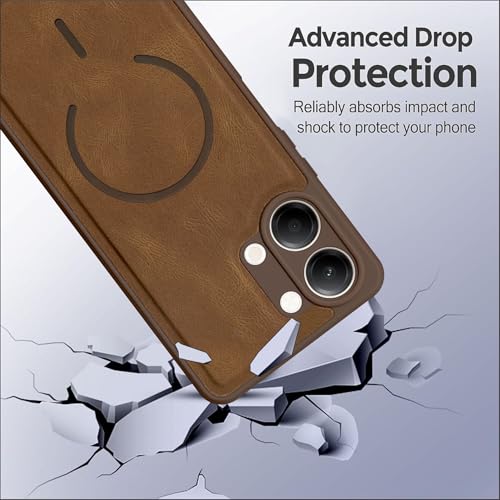 Image of SBMS Back Cover for Vivo Y21 5G / Y11 5G | Ultra Slim Soft Rubberised Hard Case | Oil Feel Soft Leather Back | Mag-Safe Design (Mag-Safe Not Support) | Camera Protection Case for Vivo Y11 5G (Brown)