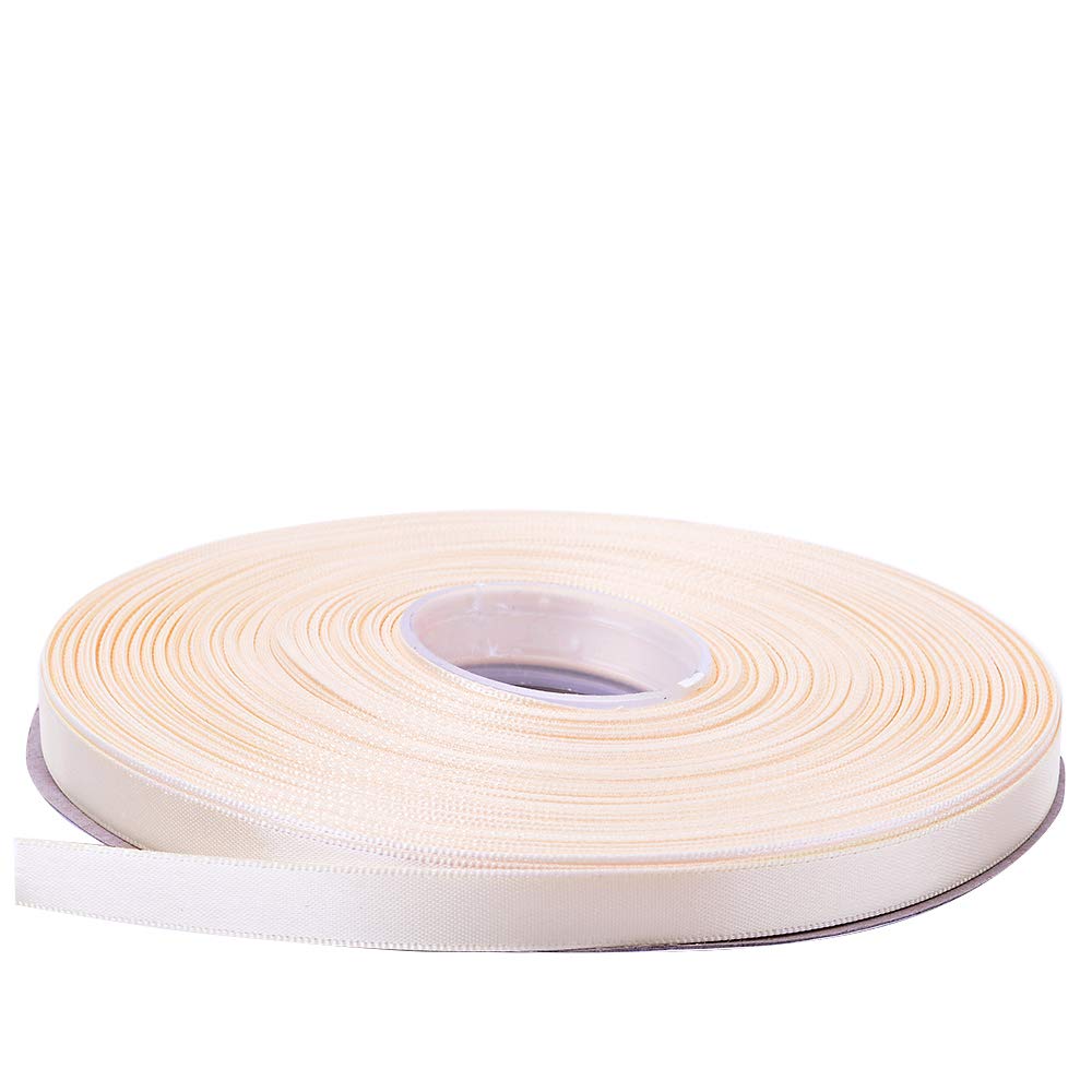 Ribest 3/8 inch Ivory Double Face Satin Ribbon 50 Yards Per Roll for Gift Wrapping Flowers Bouquet Hair Accessories Wedding Birthday