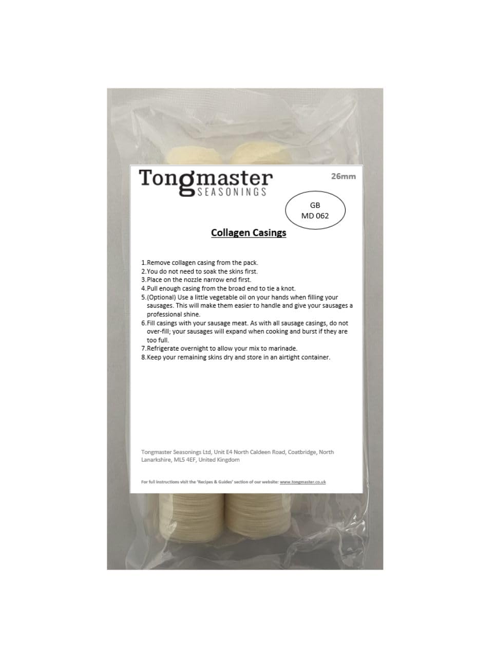 26mm Collagen Edible Sausage Casings 2 pack 80ft Total length