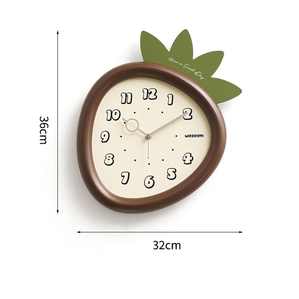 Reloj cocina Lindo reloj de pared decorativo con clavos sin rastro(Red)