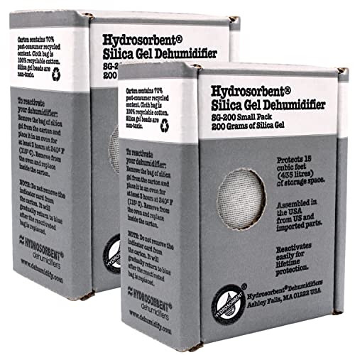 HYDROSORBENT Silica Gel Dehumidifier 200g (2 Pack)