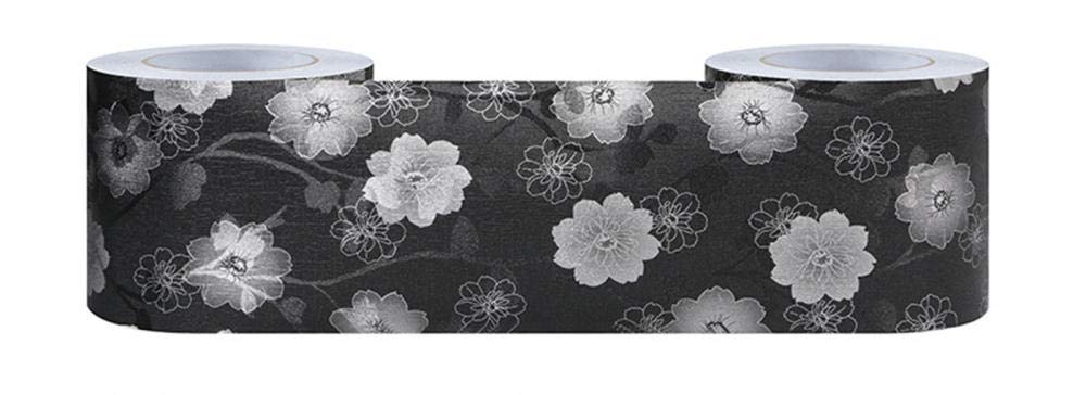 GouieRylin Peel and Stick Wallpaper Border Self-Adhesive wall Border Sticker Home Ceiling Decorative Border for Bathroom Living Room Kitchen Silver Plum 30cm X 500cm