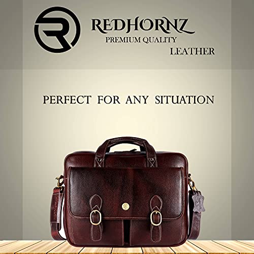 Image of Genuine Leather Floater Bombay Brown Leather 15.6 inch Laptop Bag for Men (Brown)