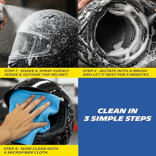 Image of Michelin Helmet Foam Cleaner Spray 150 ml | Anti-Bacterial & Anti Odor Foaming Formula | Safe on Skin, Hair, Visor & Padding | Deep Cleans Helmet Interior & Exterior