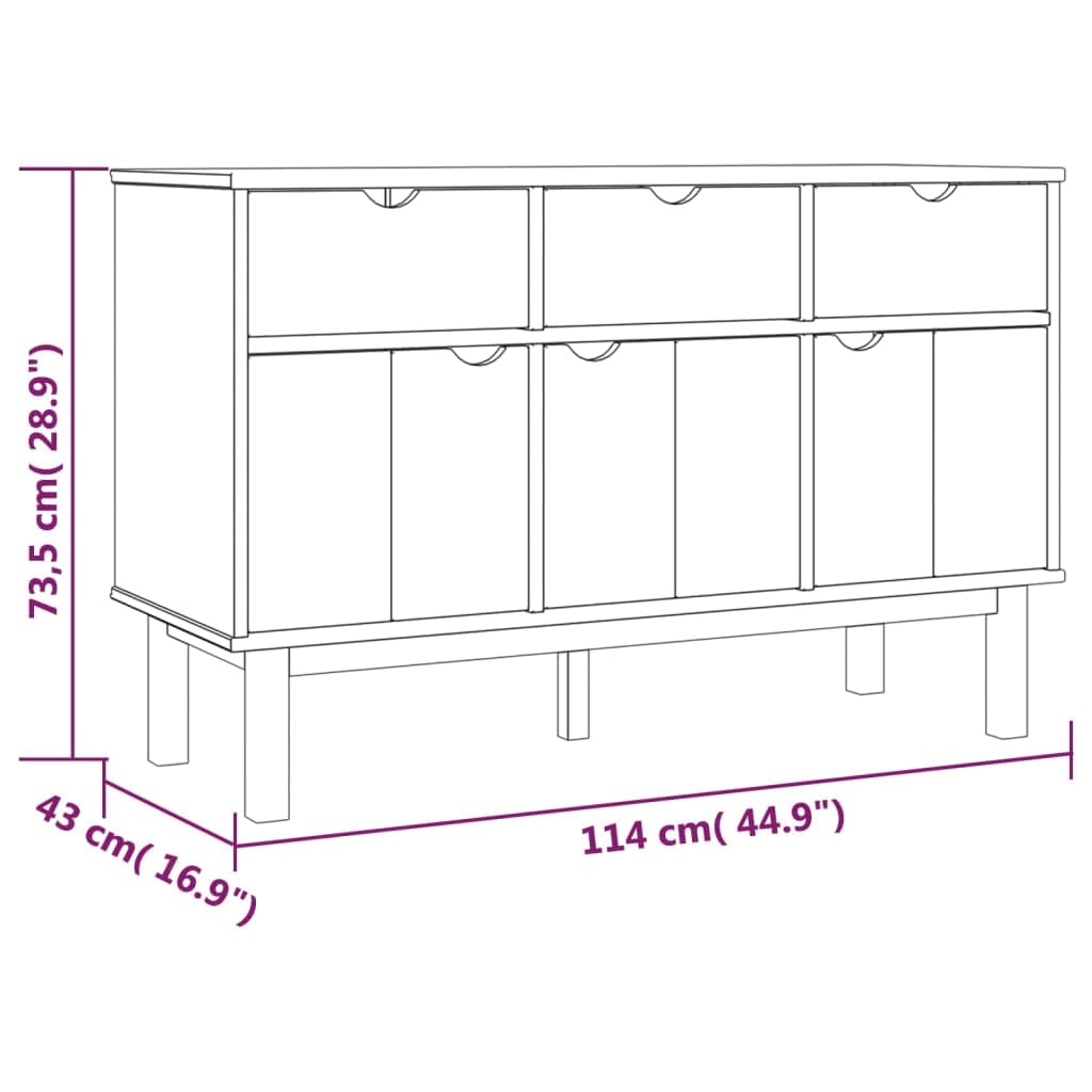 Credenza,Mobile cucina Mobiletto Multiuso per Buffet con Cassetti Per Sala da Pranzo Salotto Corridoio Cucina 114x43x73,5 cm in Legno Massello di Pino