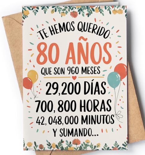 Tarjeta de 80 Cumpleaños - Tarjeta de Felicitación Graciosa para alguien que cumple 80 años - Regalo Original para 80 Cumpleaños para él, ella, hombre, mujer, mejor amigo, amiga - EU 188 Tarjeta de 80 Cumpleaños - Tarjeta de Felicitación Graciosa para alguien que cumple 80 años - Regalo Original para 80 Cumpleaños para él, ella, hombre, mujer, mejor amigo, amiga - EU 188