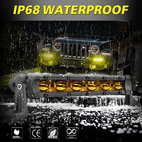 Image of 7 Inch Amber LED Light Bars 36W Spot Slim Single Row LED Light Pods Offroad Driving Lights Amber Fog Lights Chase Light 2Pcs for Trucks Pickup SUV UTV ATV Dirt Bike Snowmobile