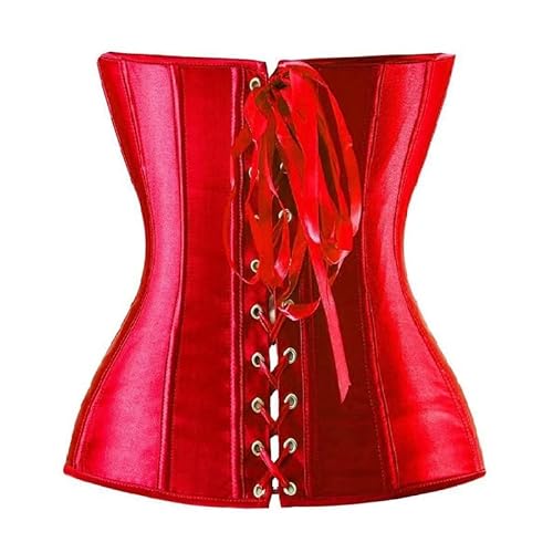 Corset Corselet Espartilho Modelador Acetinado Linha Casual Tam 36 a 56 Vermelho Brilhante M119