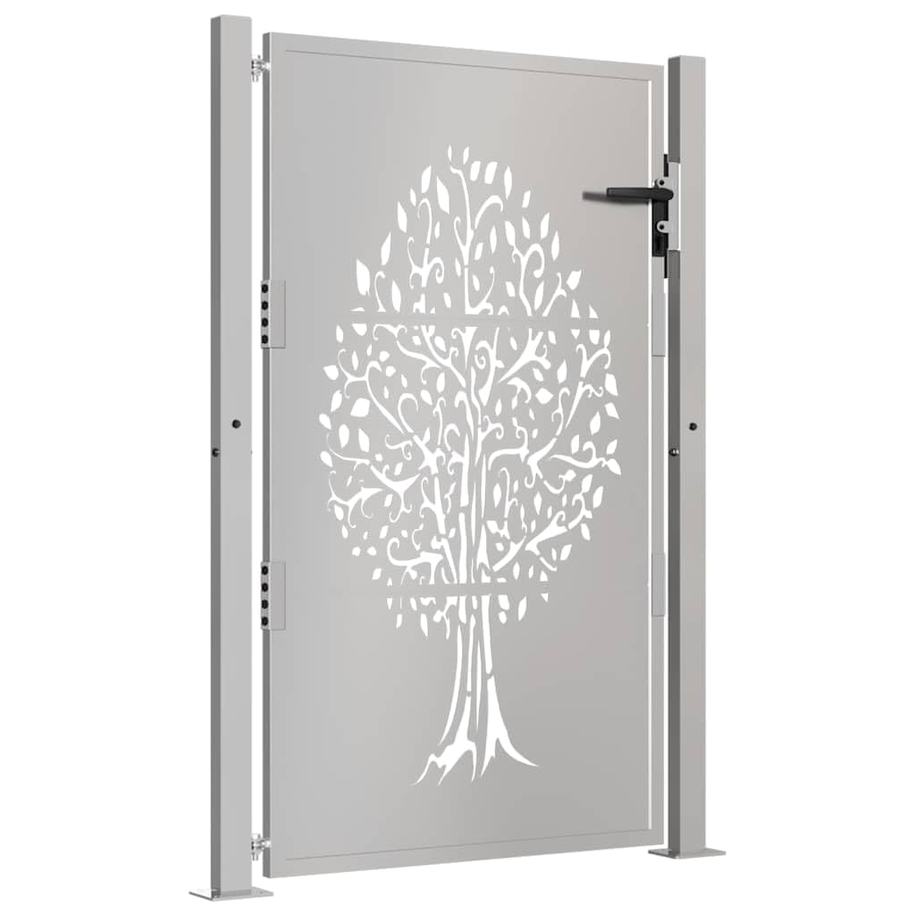 vidaXL Cancello da Giardino 100x150 cm in Acciaio Corten Design Albero, cancello, cancello in acciaio, cancello da esterno, cancello di sicurezza
