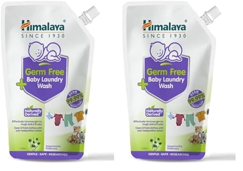 Himalaya Germ Free Baby Laundry Wash 1 L Pouch Liquid, White, (7004801) (Pack of 2)