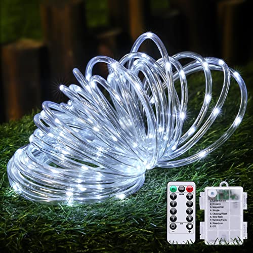 JMEXSUSS 100 LED Battery Operated Rope Lights Outdoor Waterproof