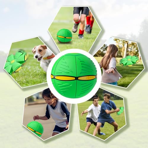 UNIHOC Haustier Frisbee Ball, Outdoor Spielzeug Hund, Flying Saucer Ball für Hunde, Interaktives Hund Spielzeug Frisbee für Hundetraining, Werfen, Fangen, Grün