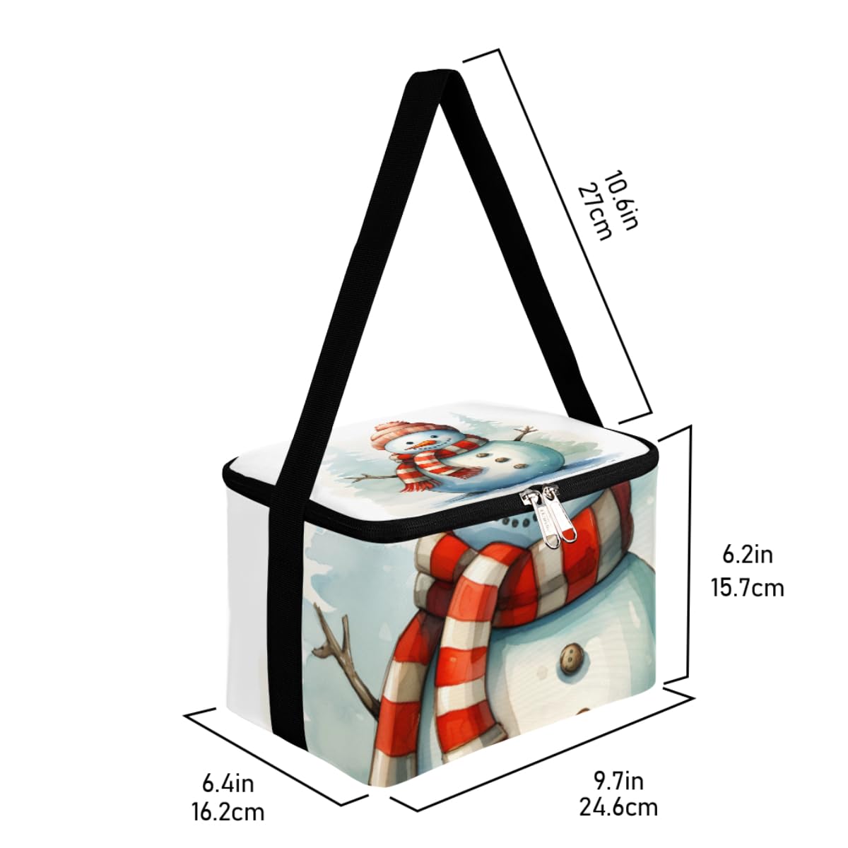 GzLeyigou Lunch Bags for Women Men 9 Cans,Lovely Snowman Winter Hot & Cold Food Delivery Bag Insulated Grocery Bag Insulated Lunch Box Cooler Bag for Office Work Picnic Beach
