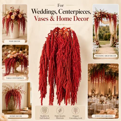 5 Pack Flores Colgantes Secas de Amaranto Rojo para Decoración miniatura 5