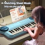 ZMZS Piano Keyboard for Kids, 37 Keys Electronic Music Keyboard with Microphone & Music Stand, Portable Instrument Grand Piano for Beginners, Age 1-3, First Birthday Gift for 2 3 4 Year Old Boys Girls
