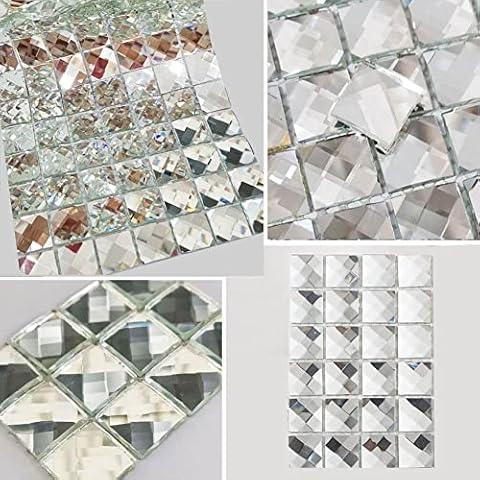 Diflart Mirror Glass Mosaic Tile Crystal Diamond Mosaic Tile 0.51x0.34 Inch Sample Cover