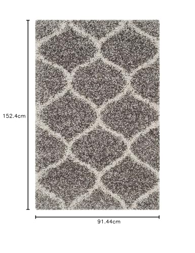 Image of Modern Plush Area Rectangular Rug For Bedroom Living Room Home Decor (3X5 Feet, Grey|Ivory)