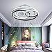 LED Dimmbar Deckenventilator Mit Lampe Modern Kreativität Doppelter Ring Ventilator-Deckenleuchte Leise Ultra-Dünn Deckenlampe Mit Lüfter Wohnbereich Esszimmer Schlafzimmer Fan Beleuchtung,Ø53cm