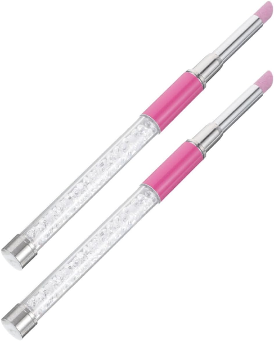 Ciieeo 2pcs Nail Polishing Pen for Home Use and Professional Nail Salons with Sturdy Frosted Stone Tip for Cuticle Removal