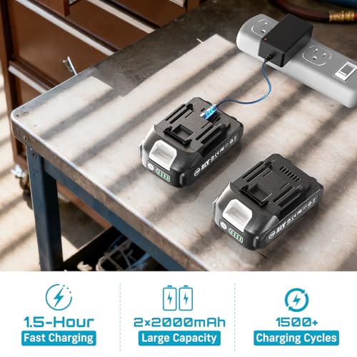 Image of Cordless Electric Ratchet Wrench 3 /8 inch, 6 inch Extended Neck, 3-Speed Adjustable, 74 Ft-lbs Max Torque, 21V Power Brushless Ratchet with 2x2.0Ah Batteries & Fast Charger, 8 Sockets, 1 /4 inch& 1 /2 inch Adapter