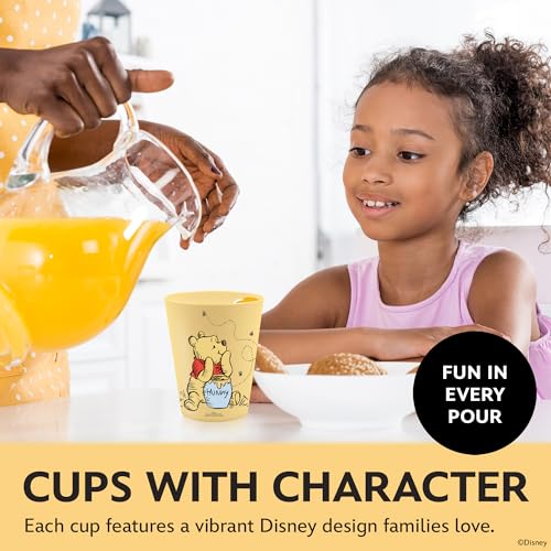 Image of Disney Winnie the Pooh Plastic Drinking Glasses, Dishwasher Safe, 4-Pack | 16 oz, unbreakable, reusable, BPA-free, stackable to save space, great for water, juice, and family meals