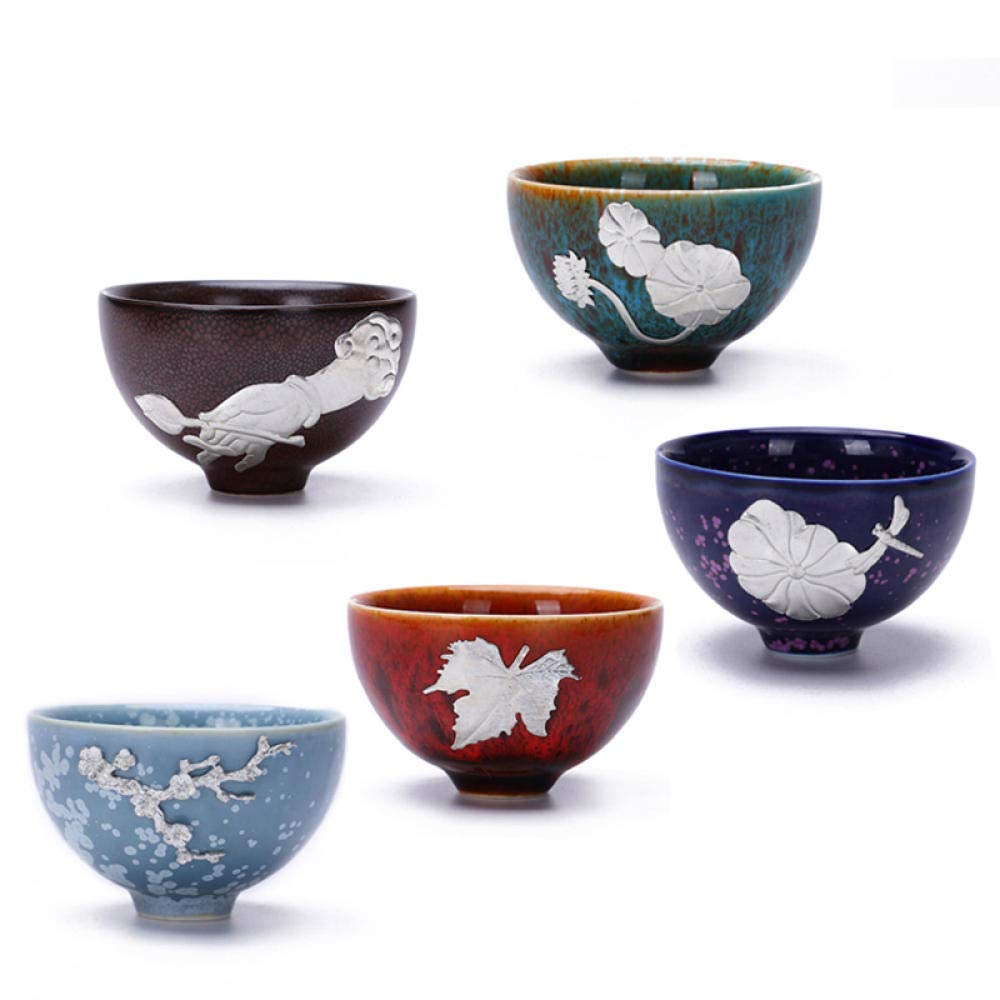 SGSG Silber Bergamotte Lotus Teetasse Boutique 999 Sterling Silber eingelegte Teeschale Tee Set Home