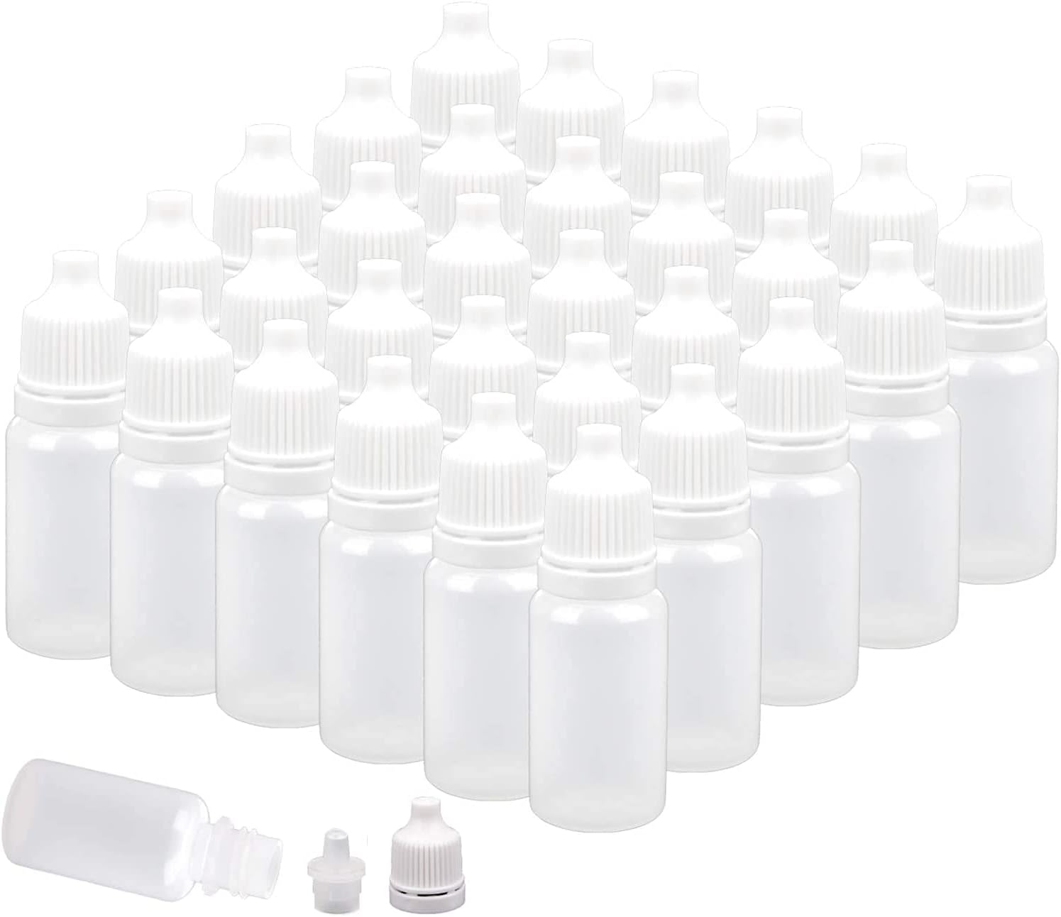 WUWEOT 150 Pack 10ml Plastic Dropper Bottle, Clear Empty Squeezable Drop Bottles Essential Oil Bottle Containers Eye Liquid Dropper with Cap