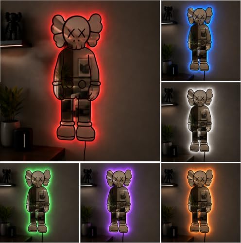 Image of AD INFINITUM LED Wall Lamp, Comic Lover, Bat Cave, Night Lamp, for Gift, Kids Room, Gaming Setup, Gaming Room, Man Cave (KAWS Mirror Backlit)