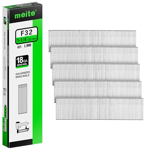 meite 18 Gauge Brad Nails, 1-1/4 Inch 18GA Brad Nails 1,000 Pcs