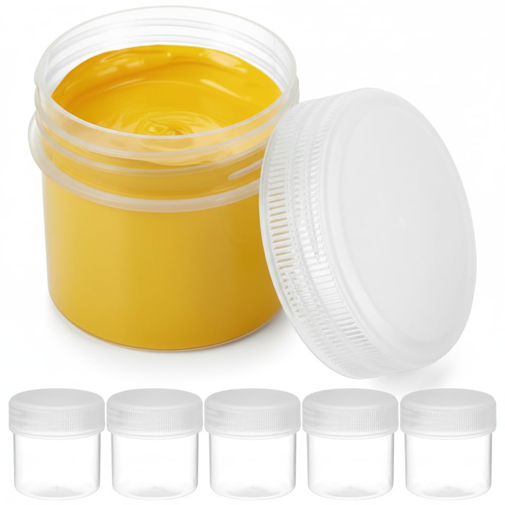 Housoutil 30Ml Plastic Paint Container with Lid 6-Pack Transparent Airtight Storage Buckets for Paint Ink and Art Supplies Leakproof Reusable Sealed Buckets for Storage and Transport