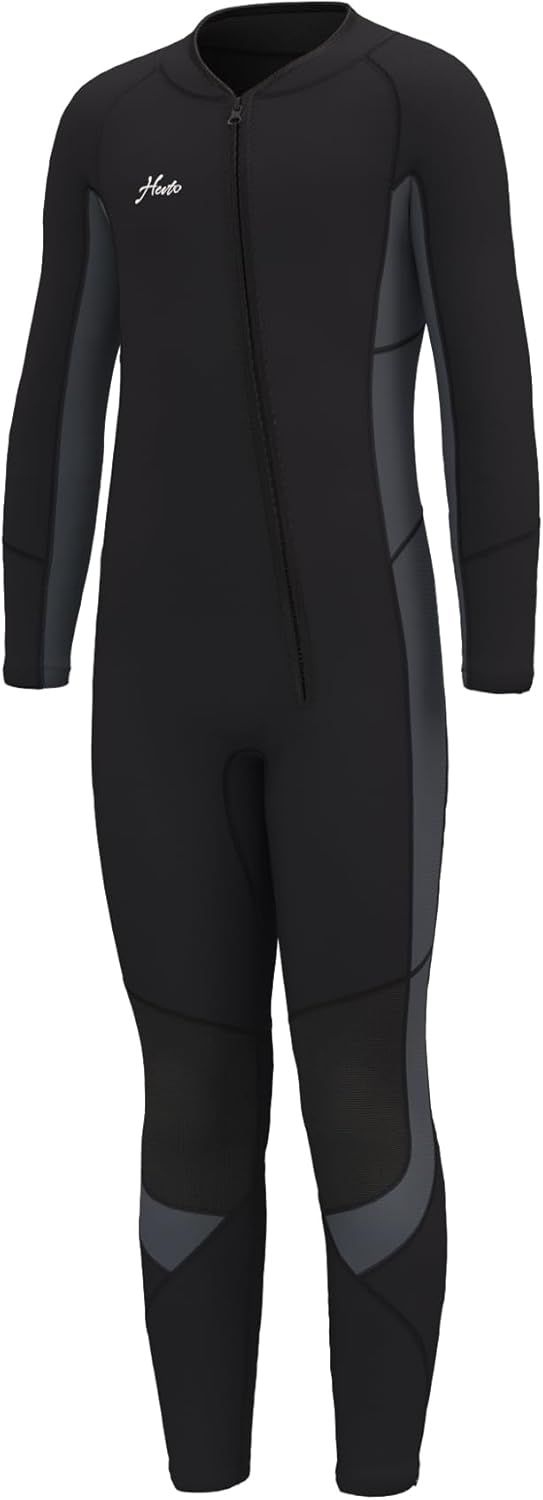 Hevto Kids Wetsuit for Boys Girls Toddler Youth 3/2mm Neoprene Shorty Full Wet Suits Front Zip in Cold Water for Swimming