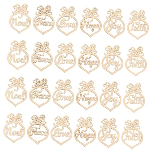 LOORGVEL 36個木製クリスマスツリー吊り下げタグ ホロー構造のオーナメント